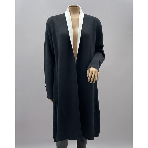 Maxsport Two Tone Open Front Duster Cardigan Sweater Black Women's Size Medium - Picture 1 of 10